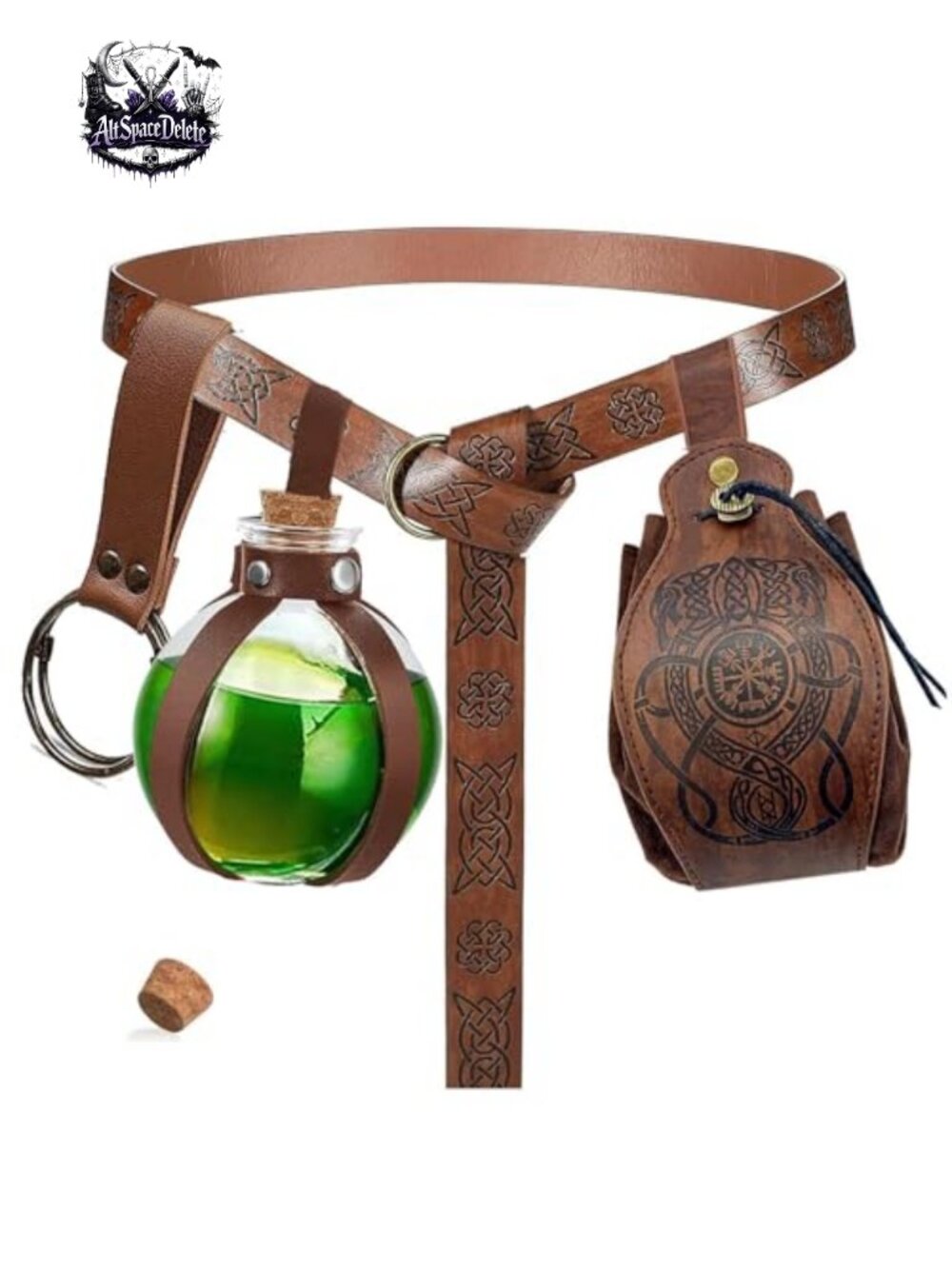 Renaissance Costume Belt Pouch Purse Faux Leather Potion Bottle Set Medieval